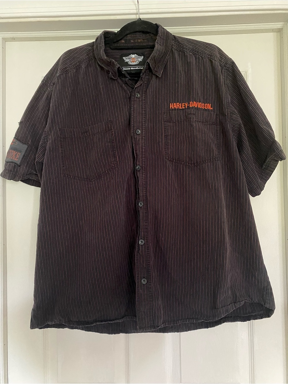 Harley Davidson Pre-Luxe Striped Button Up Mechanic Garage Biker Shirt men’s 2XL